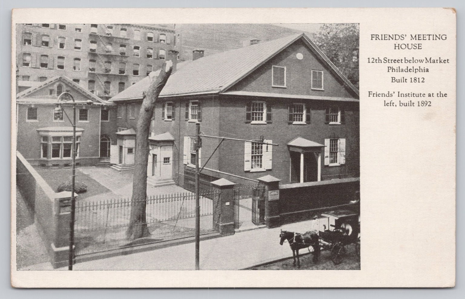 Phila. Friends' Meeting House 1812 & Institute 1892 Postcard c. 1910