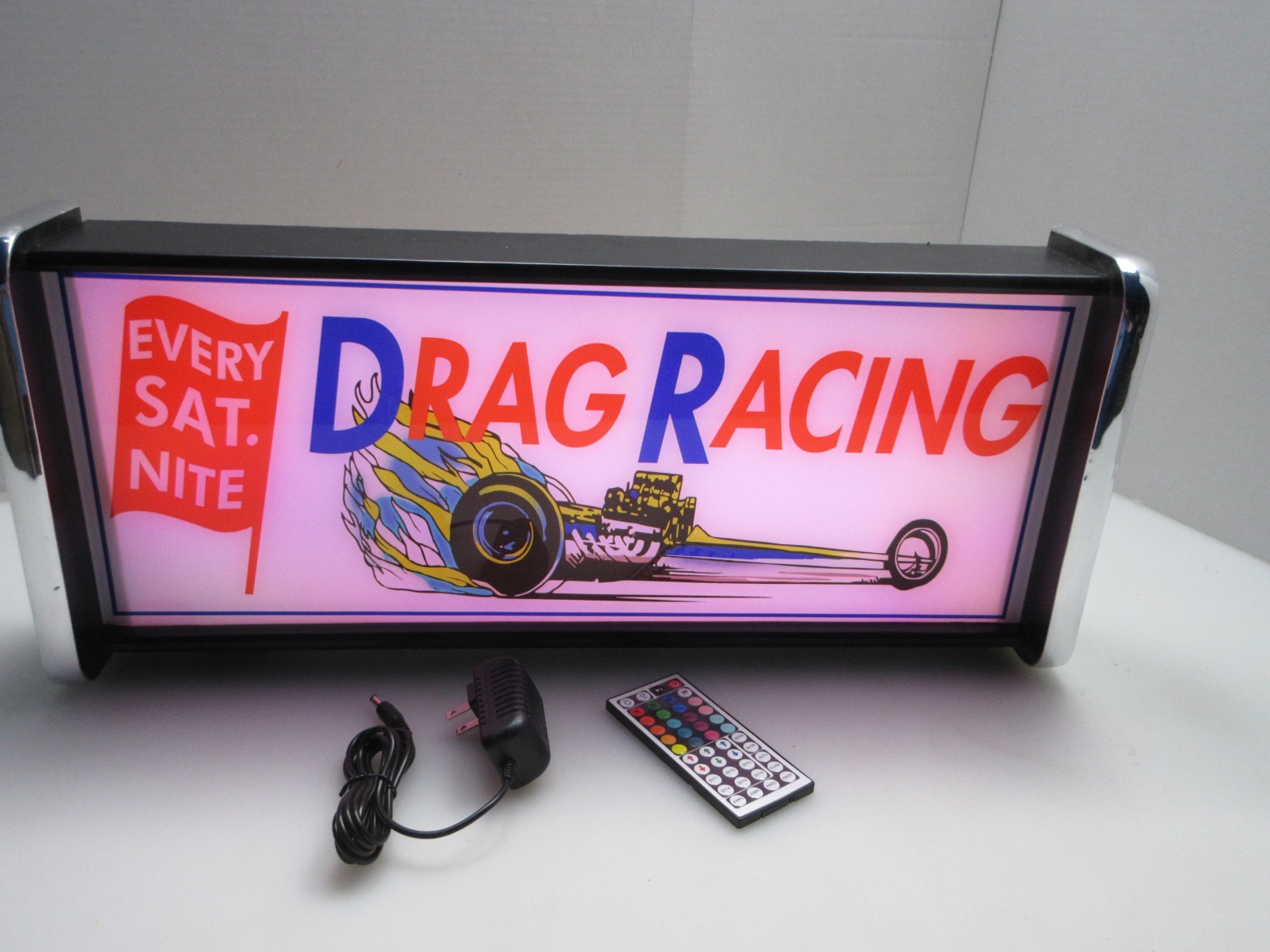 Drag Racing Every Sat Night LED Display lighted sign lightbox Wall hanging Light