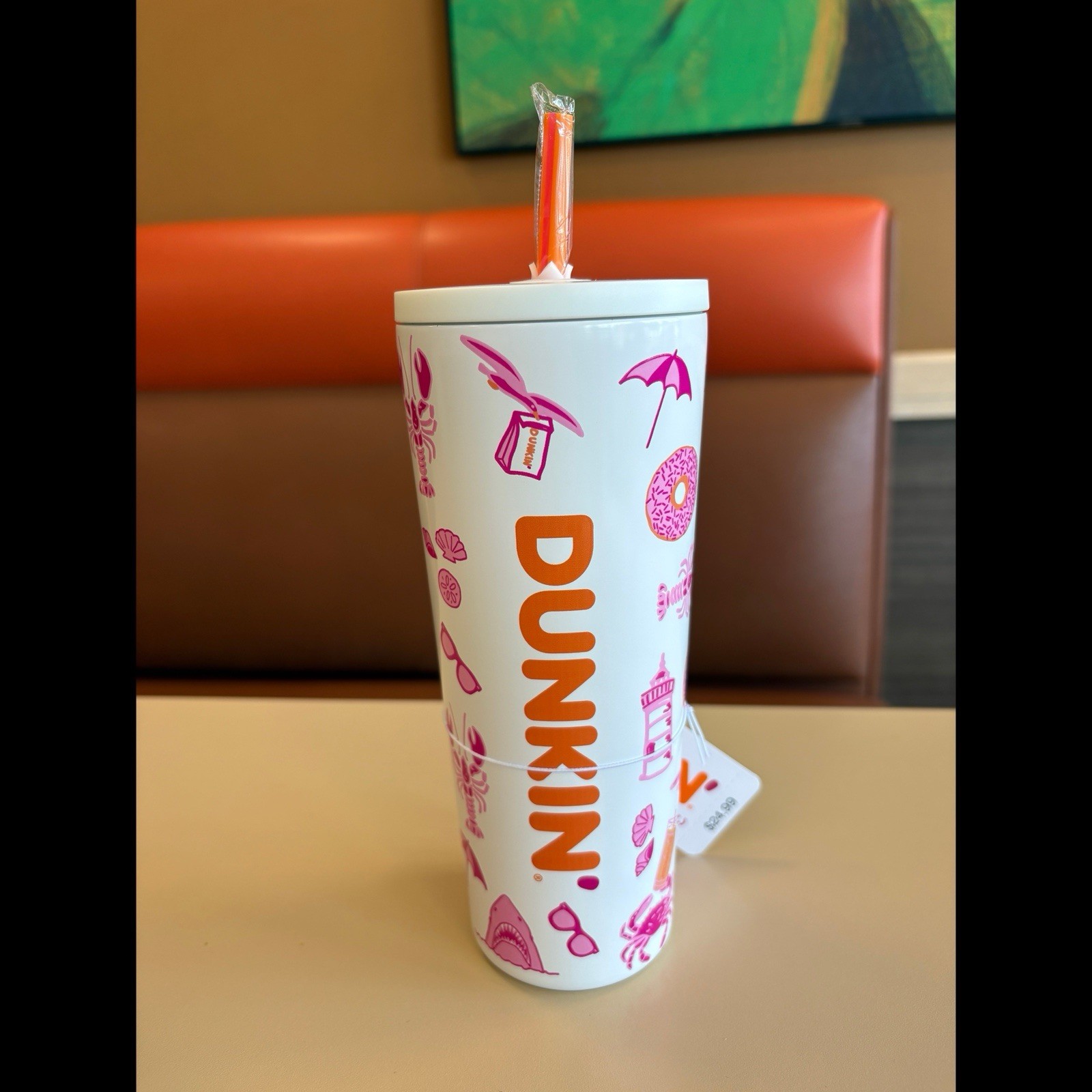 NWT Dunkin’ Donuts Cape Cod Summer Tumbler CUP/ Crabs Lighthouse