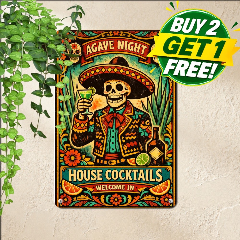 Premium Mexican Tequila Served Here Tin Sign Retro Cantina Bar Metal Plaque