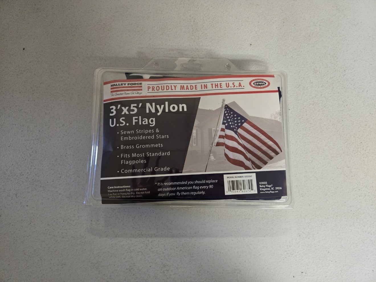Valley Forge Flag US Flag Set 3 Wide x 5 Long
