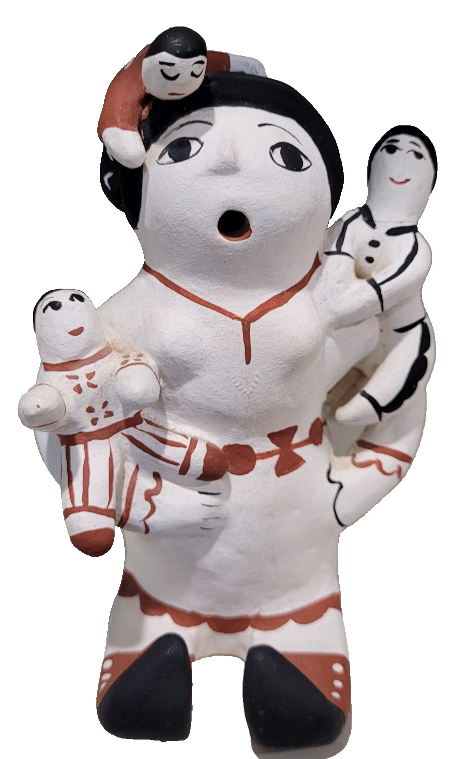 Vintage Storyteller With Three Children Pottery Figurine