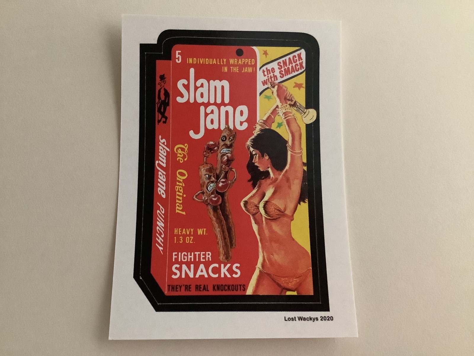 2020 SLAM JANE LOST WACKY PACKAGES PIN UP GIRLS SLIM JIM PARODY CARD, RARE NM 2020 SLAM JANE LOST WACKY PACKAGES PIN UP GIRLS SLIM JIM PARODY CARD, RARE NM