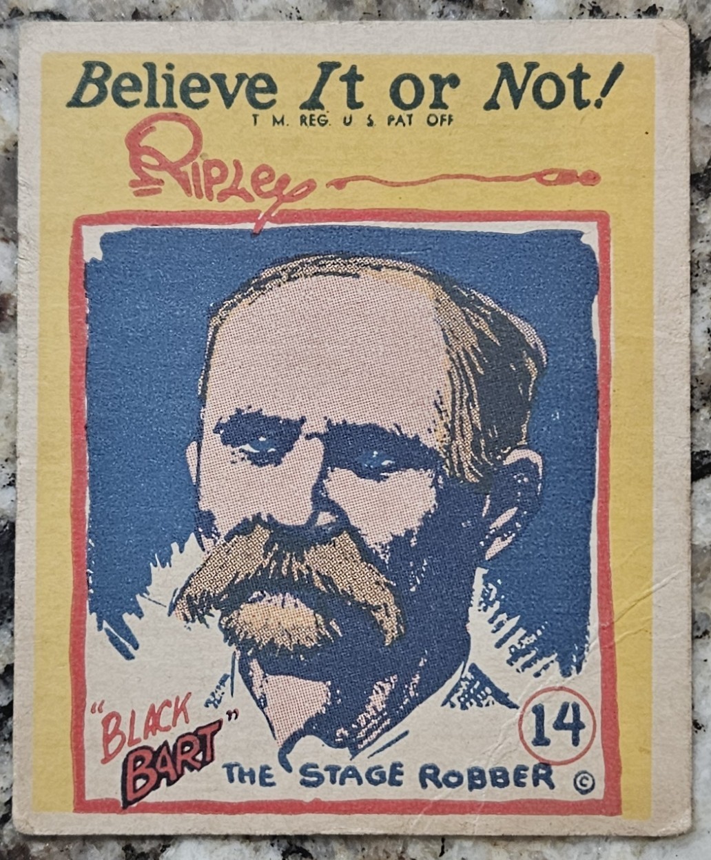 1937 Ripley's Believe It or Not Black Bart the Stage Robber #14 VG-EX See Pics 1937 Ripley's Believe It or Not Black Bart the Stage Robber #14 VG-EX See Pics