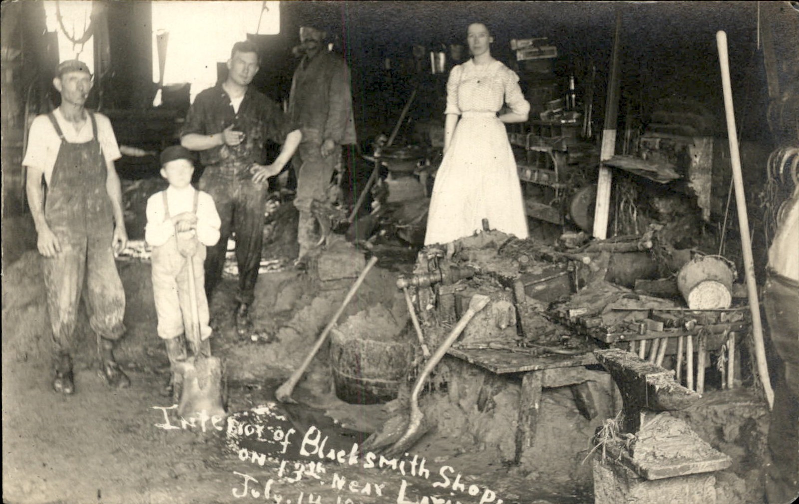 Blacksmith Shop Occupation Child Labor c1900s-10s Real Photo Postcard bhn