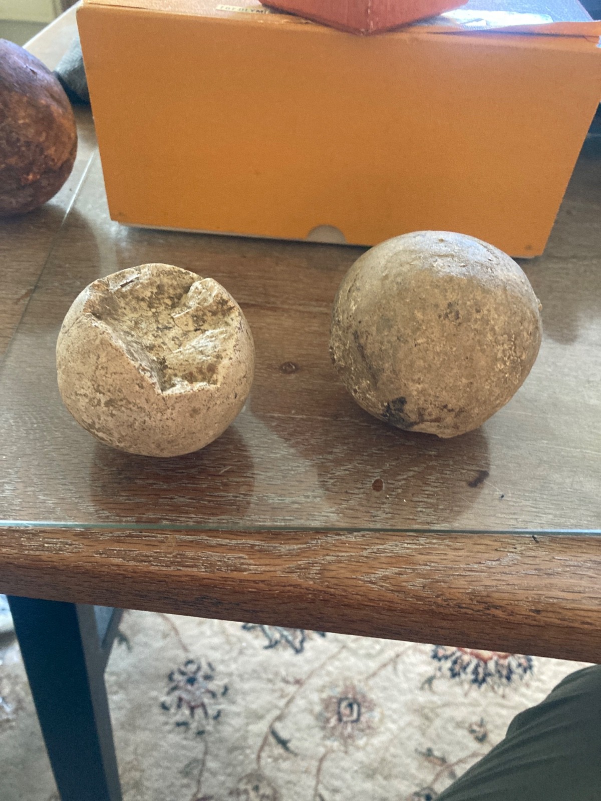 2 antique stone cannon balls?