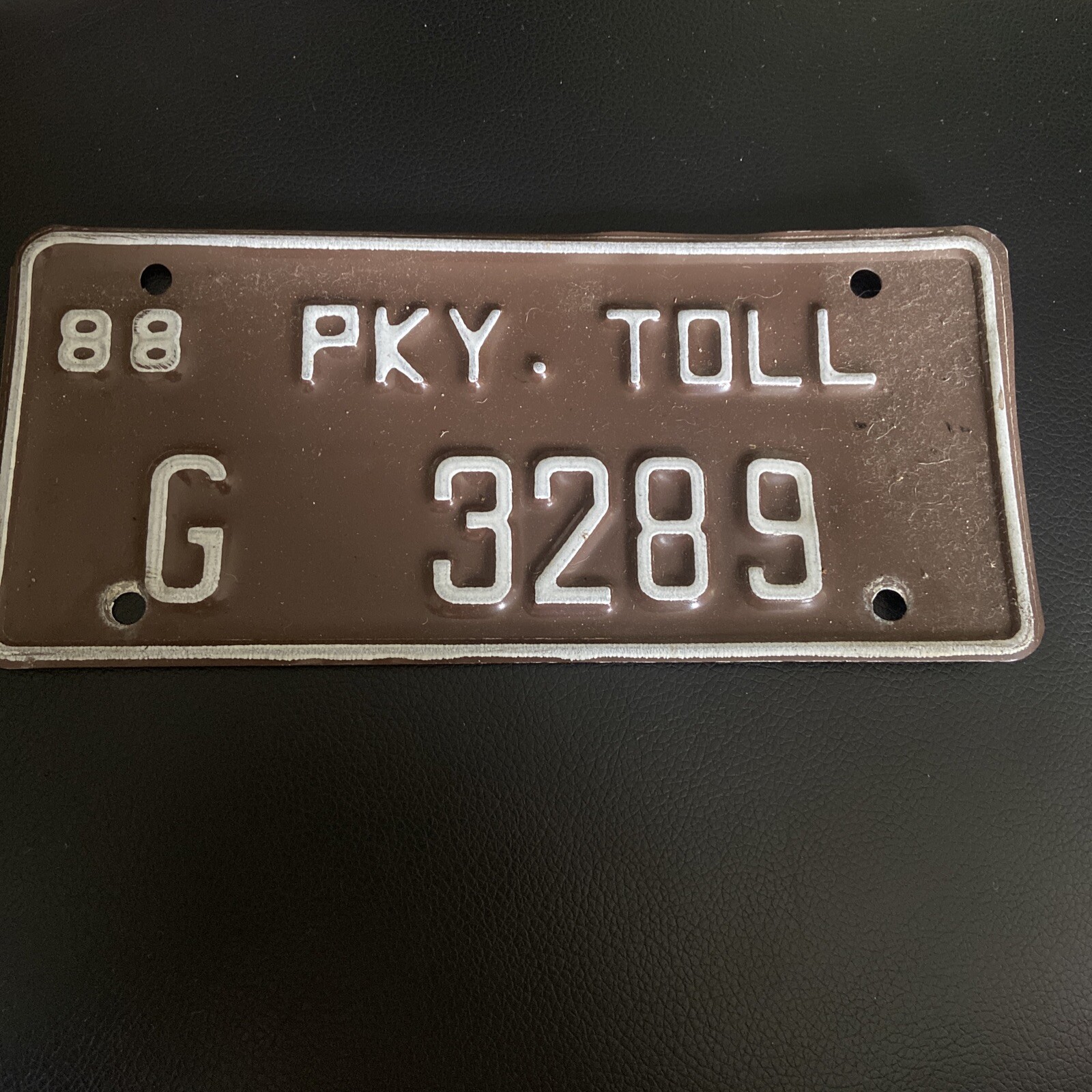 Greenwich Merritt Parkway Toll Booth License Plate 1988 Brown G ORIGINAL Pky CT