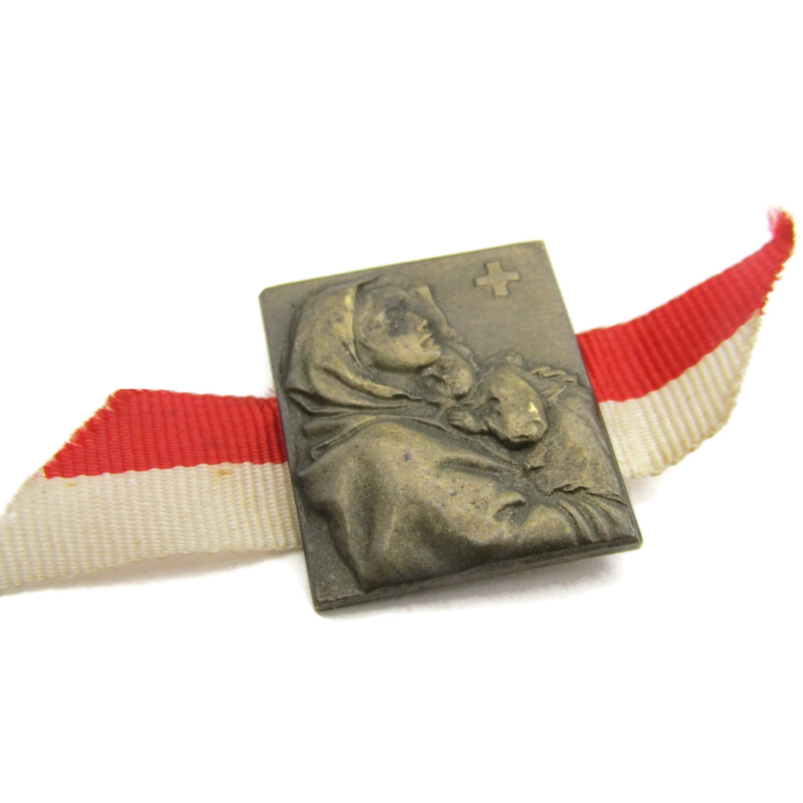 Vintage 1951 Le Repuis Grandson Swiss Pin Badge Madonna Child Bronze Tone Medal Vintage 1951 Le Repuis Grandson Swiss Pin Badge Madonna Child Bronze Tone Medal