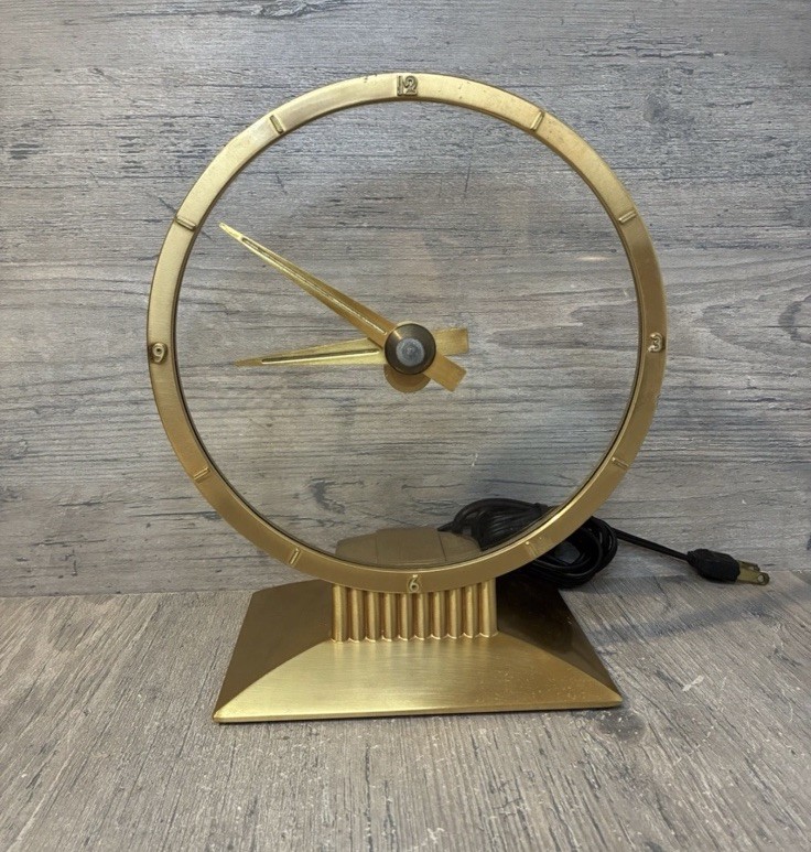 VINTAGE 1953 JEFFERSON GOLDEN HOUR MYSTERY CLOCK - MCM - 580-101 WORKS PERFECT VINTAGE 1953 JEFFERSON GOLDEN HOUR MYSTERY CLOCK - MCM - 580-101 WORKS PERFECT