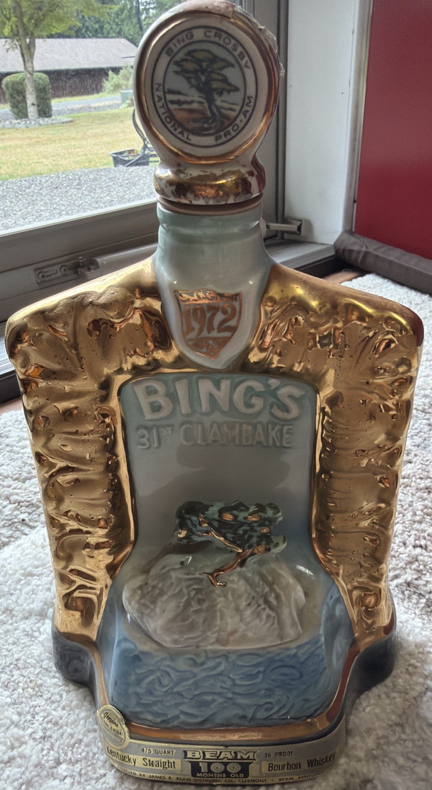 1972 Jim Beam Regal China Decanter The 31st Bing Crosby Clambake Pebble Beach
