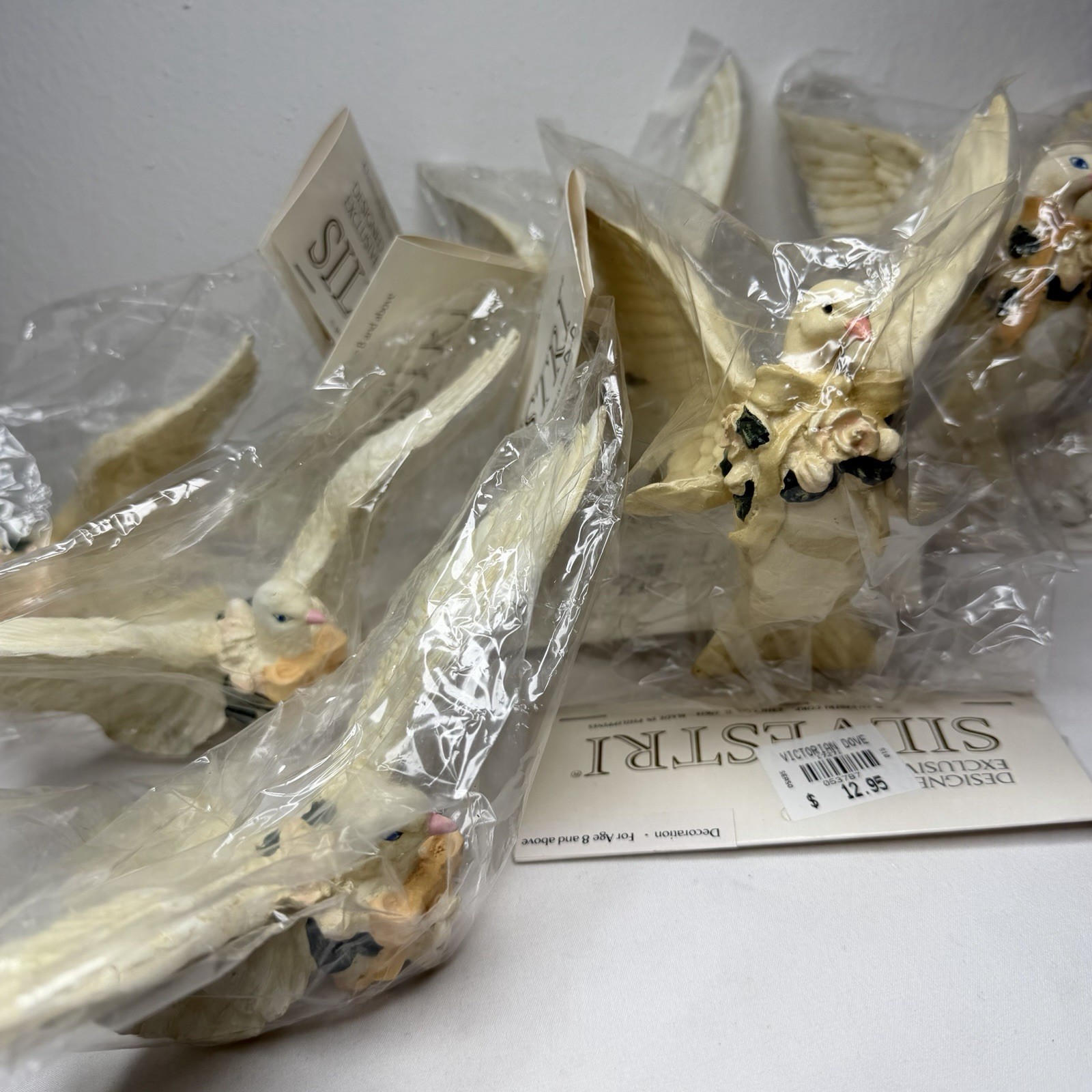 Vintage Silvestri Resin Dove Christmas Ornaments Set of 6 Roses Wings Up Rare Vintage Silvestri Resin Dove Christmas Ornaments Set of 6 Roses Wings Up Rare