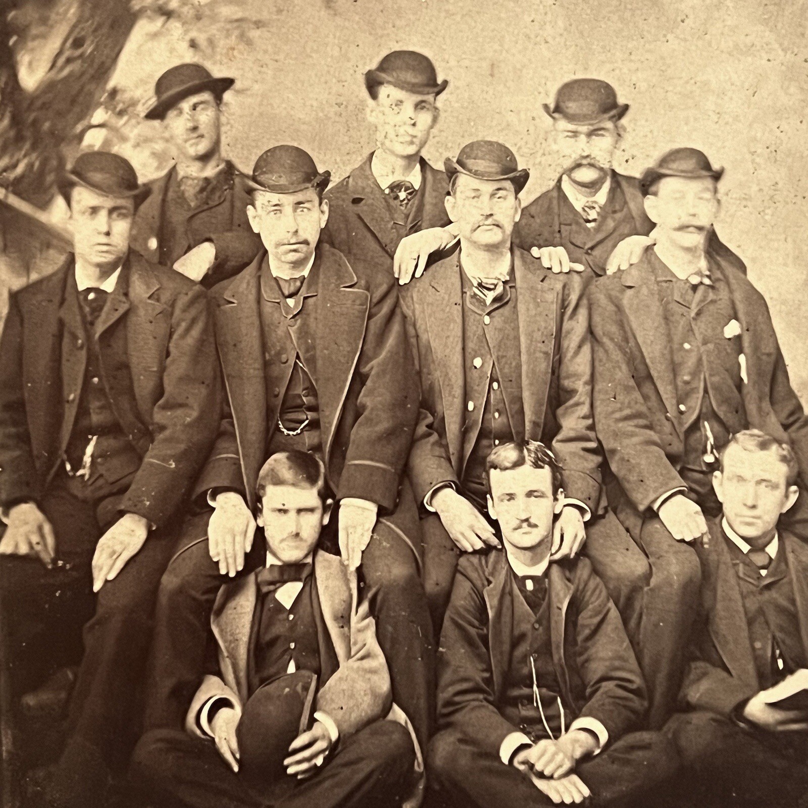 Antique Cabinet Card Group Photograph Men Fort Plain NY Long List Of ID Martin