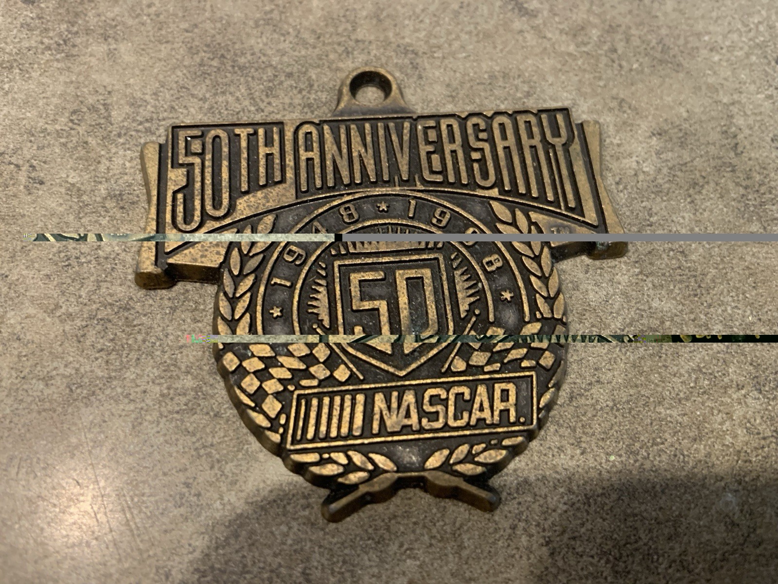 Vtg Nascar 50th Anniversary 1948 - 1998 Pendant Keychain Charm Metal