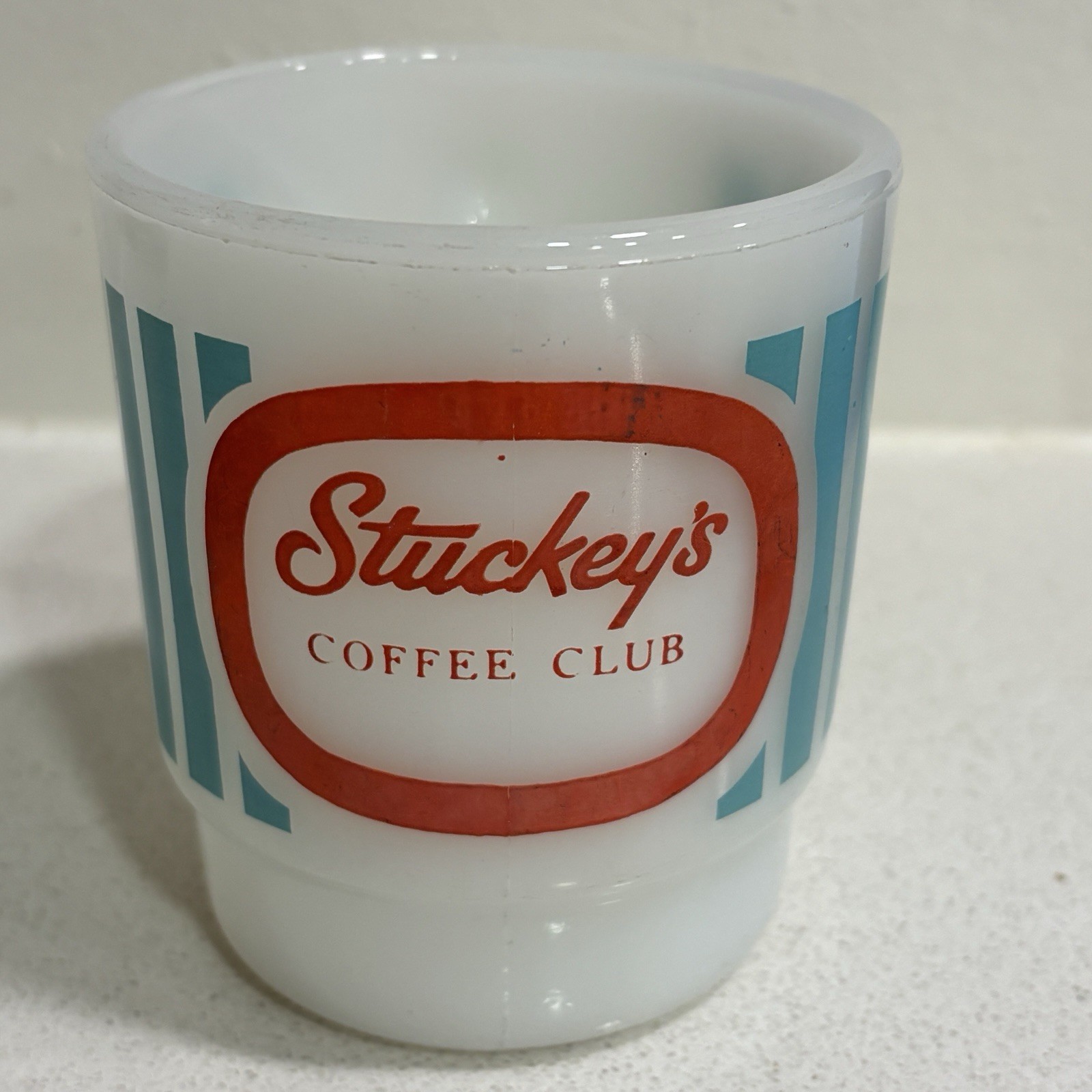 Stuckey\'s Coffee Club Vintage Coffee Mug Fire King Milk Glass Anchor Hocking VGC