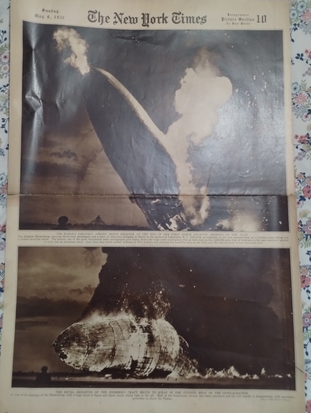1937 New York Times Hindenburg Newspaper
