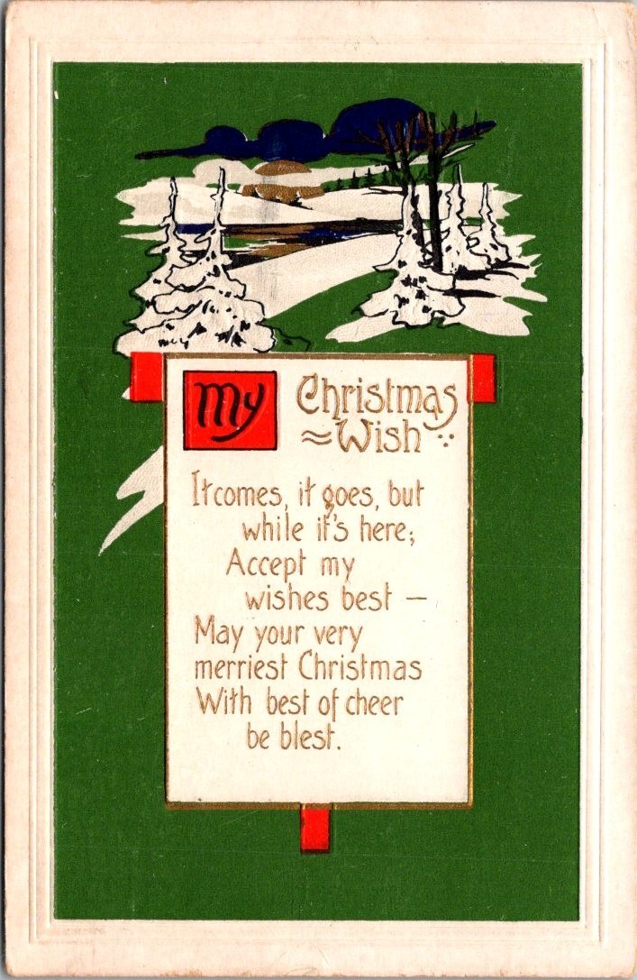 1915 Rochester NY Postmark, East Avenue Station, Christmas Card, Embossed, 2133 1915 Rochester NY Postmark, East Avenue Station, Christmas Card, Embossed, 2133