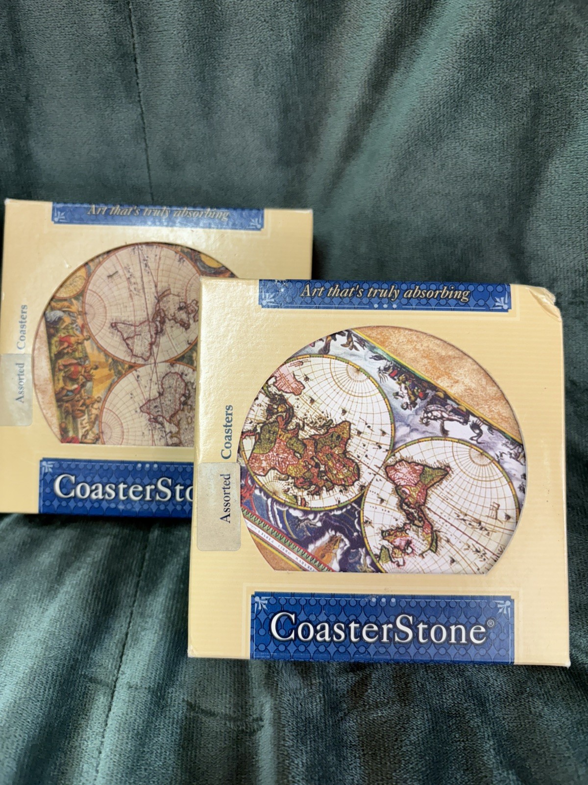 TWO BOXES Old World Map CoasterStone Round Coasters with Cork Backing*FREE SHIP*