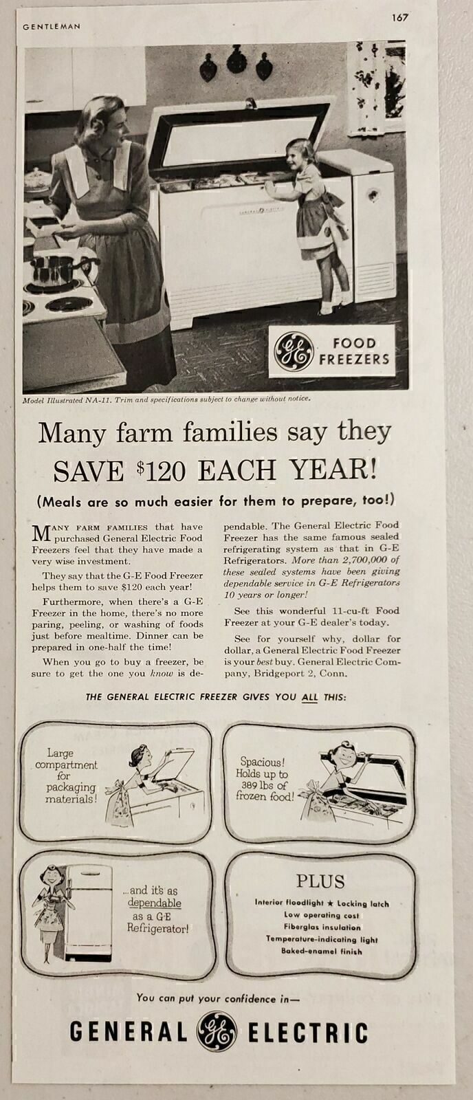 1951 Print Ad GE General Electric Food Freezers for Farm Families