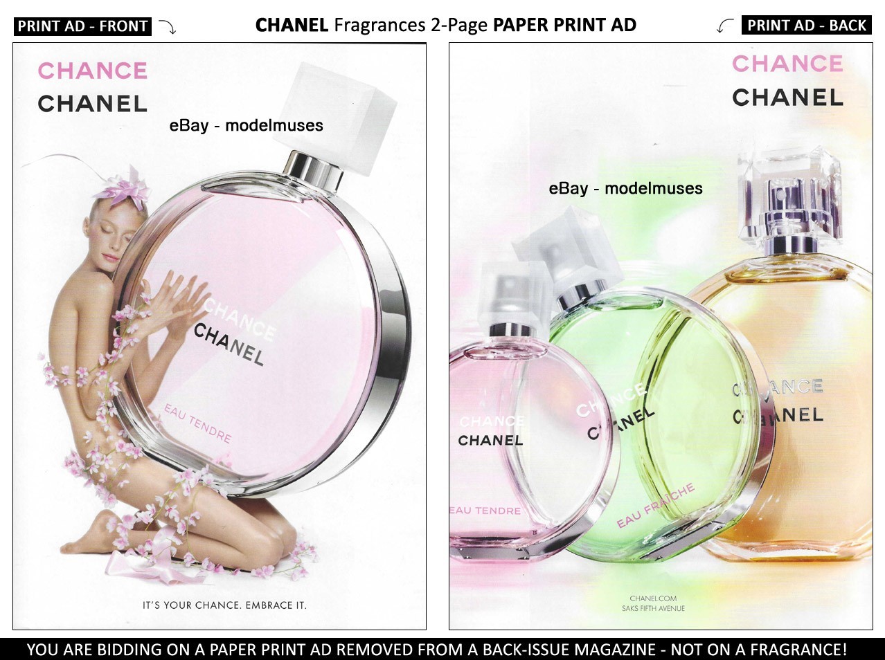 CHANEL Fragrances 2-Page PRINT AD Spring 2011 SIGRID AGREN Jean-Paul Goude