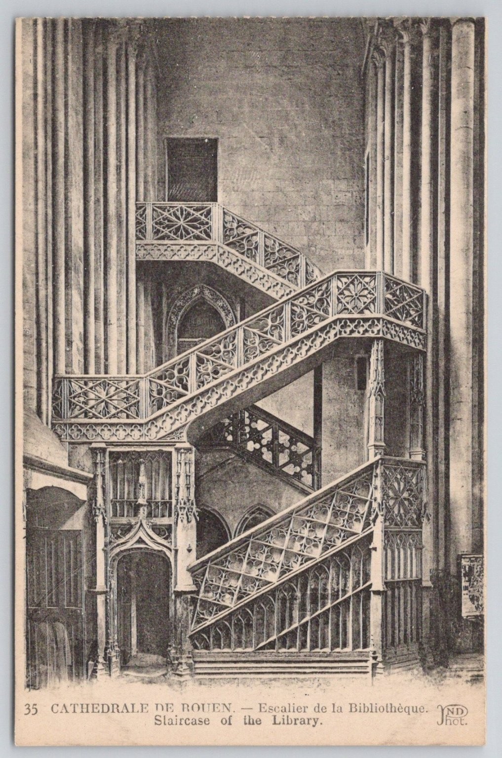 Rouen Cathedral Library Staircase France Antique Postcard Neurdein Frères Rouen Cathedral Library Staircase France Antique Postcard Neurdein Frères