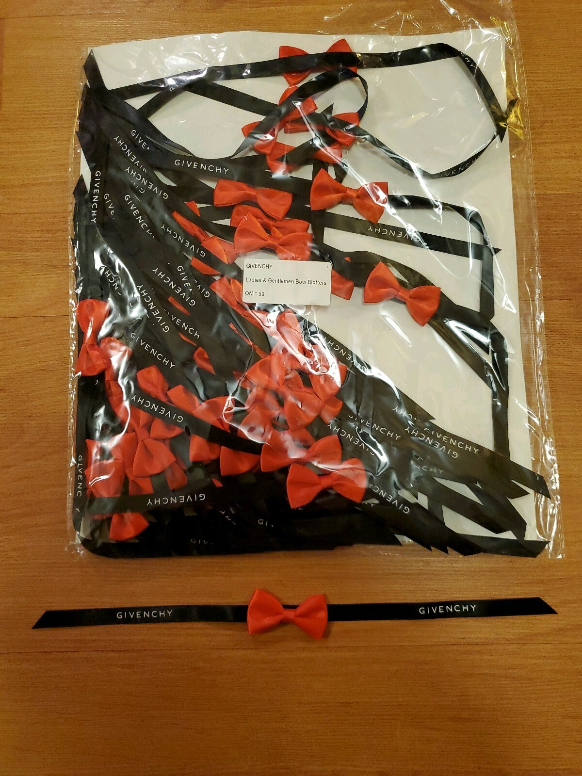 Authentic GIVENCHY  Ladies & Gentlemen Black/ Red  Bow Blotters Lot of 50 