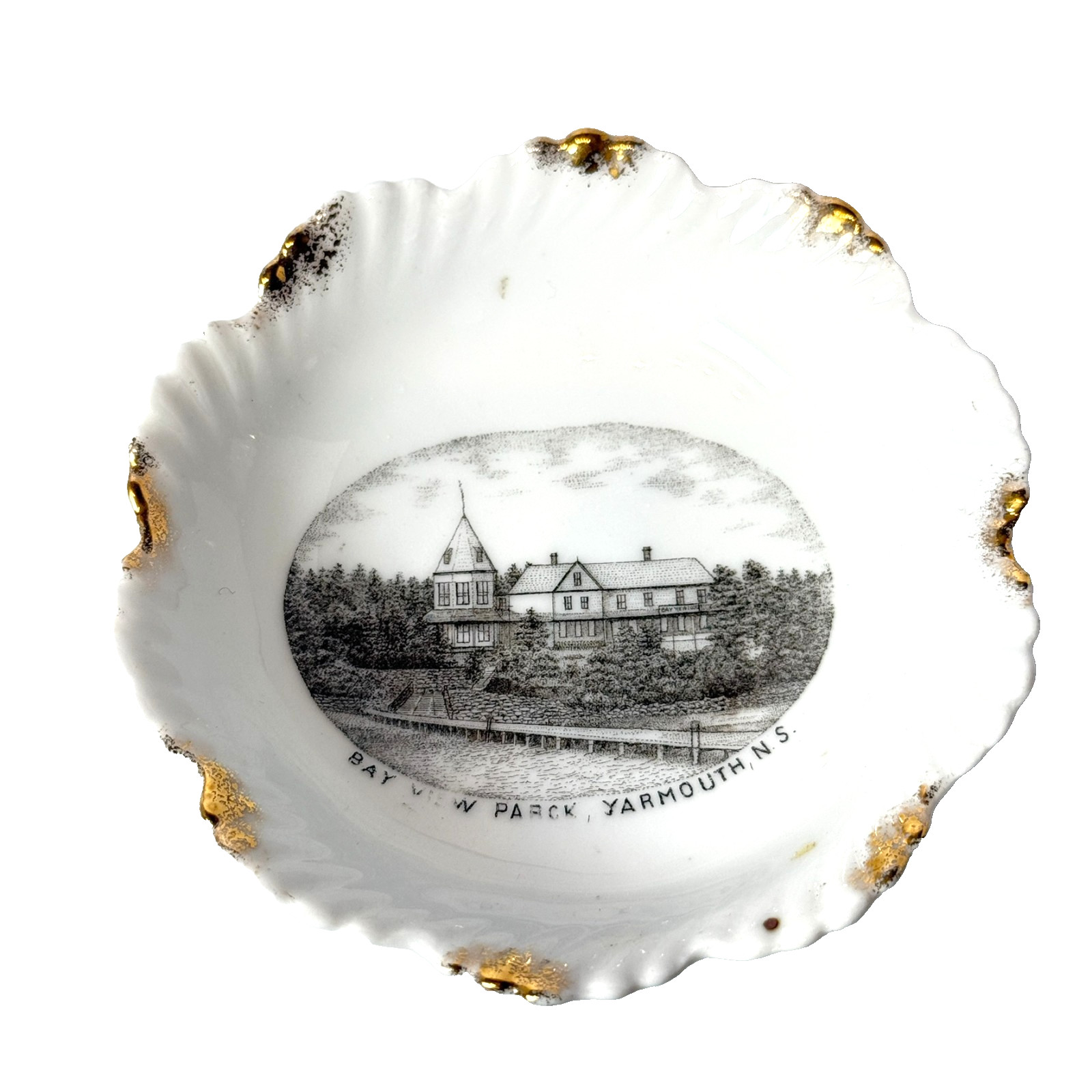 BAY VIEW YARMOUTH NOVA SCOTIA CANADA Souvenir ANTIQUE CHINA TRINKET DISH BAY VIEW YARMOUTH NOVA SCOTIA CANADA Souvenir ANTIQUE CHINA TRINKET DISH