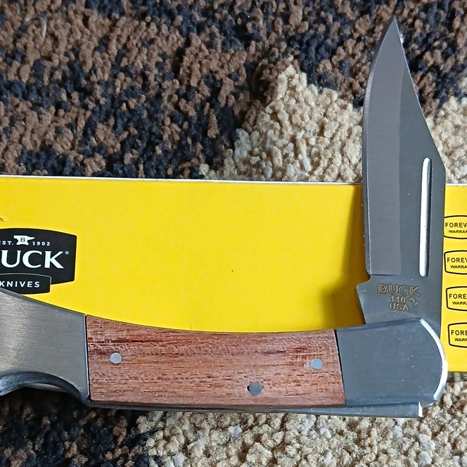 Buck 110 Folding Hunter 2-Blade Lockback Pocketknife SS Blade Wood Handle