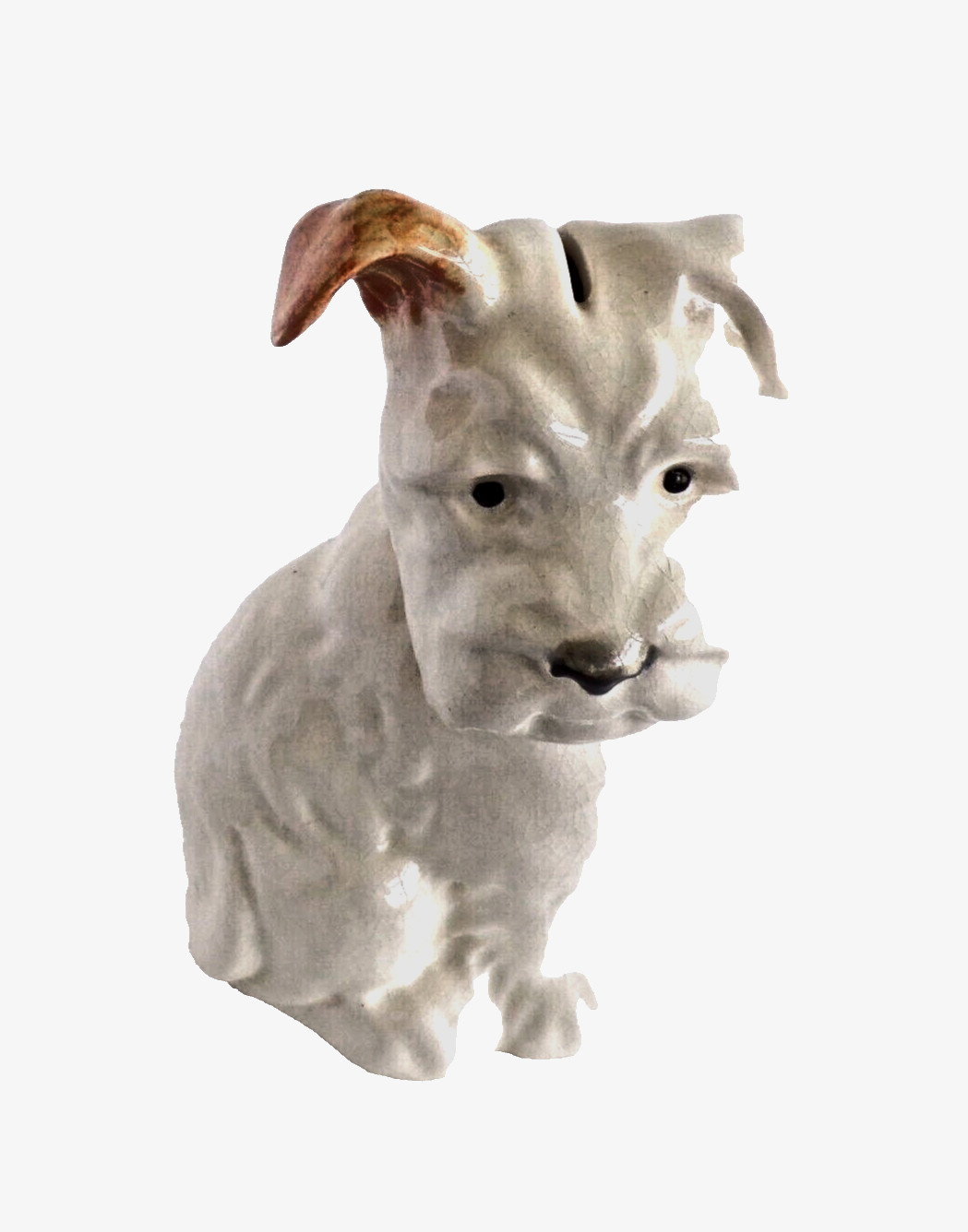 Beswick Terrier Dog  White with Brown Ears Money Bank c 1946-1973 Vintage