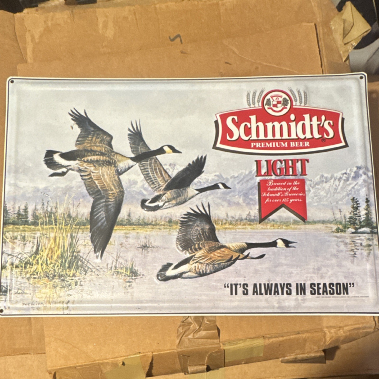 Schmidt's Premium Beer Light Tin Sign Breweriana Collectible Bar Decor