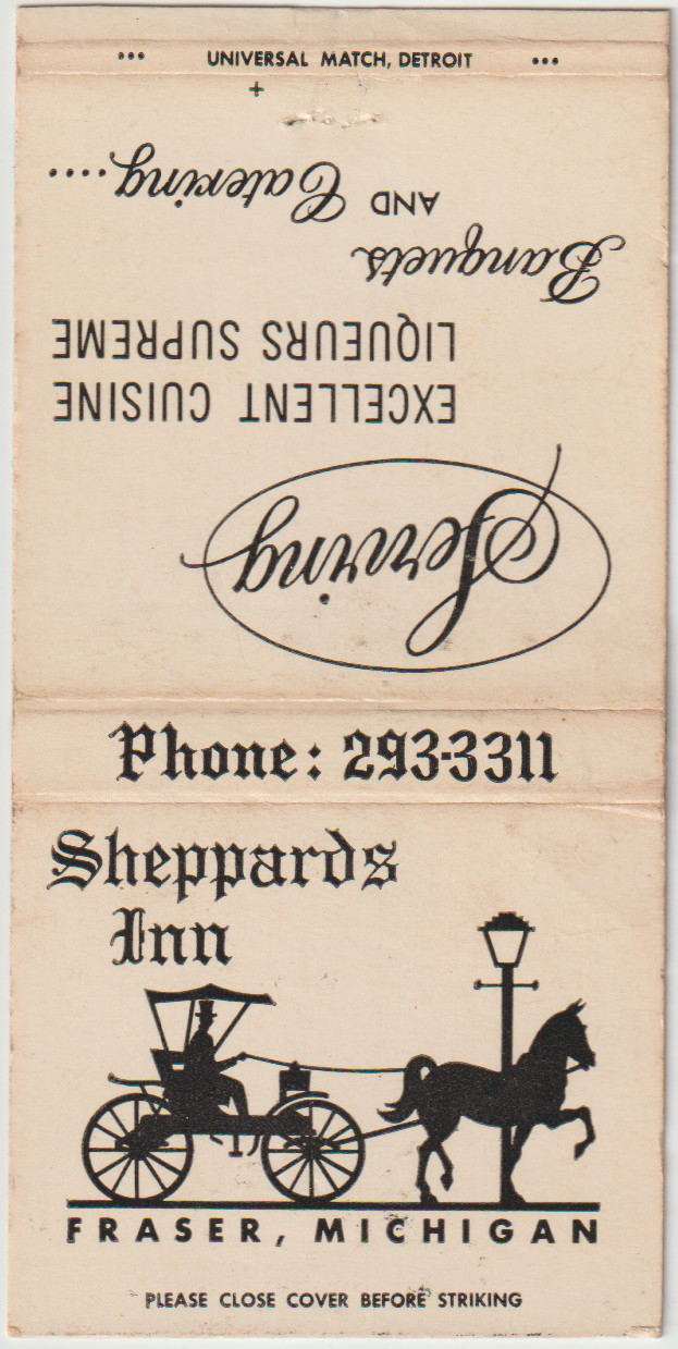 Sheppards Inn FRASER, MICHIGAN Bobtail Matchbook Cover Sheppards Inn FRASER, MICHIGAN Bobtail Matchbook Cover