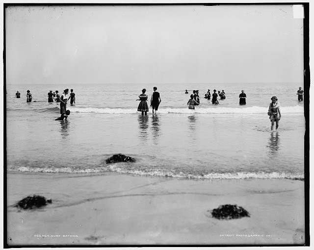 Photo:Surf Bathing Beach Scene c1900 1905