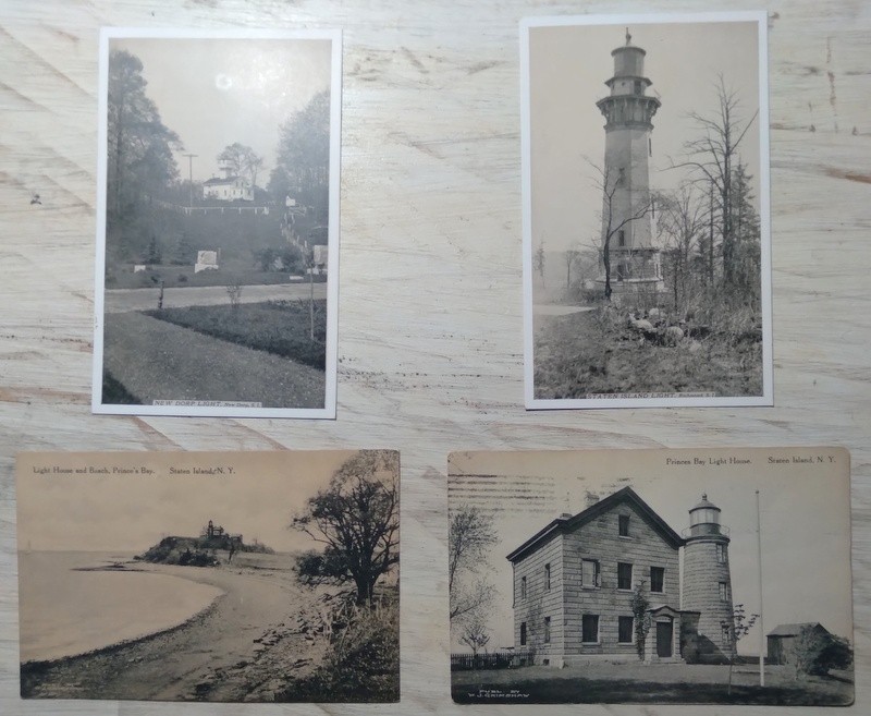 c1910 Set of (4) Staten Island NY Lighthouses New Dorp Prince's Bay Post Cards