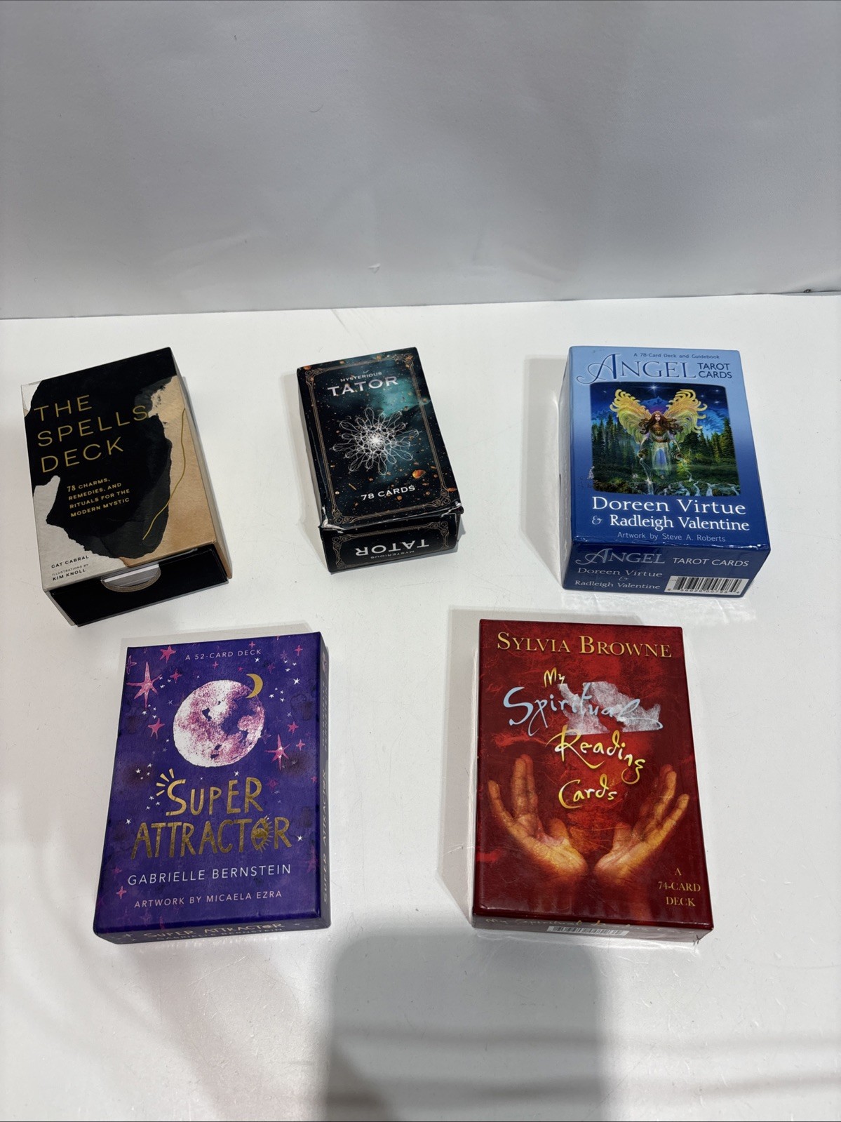 Lot of 5 Tarot Spell Angel Spiritual Cat Bernstein Sylvia Brown Virtue Valentine