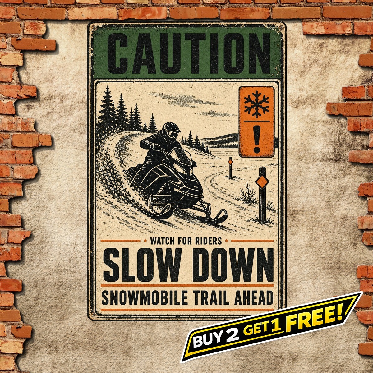 Vintage Snowmobile Riding Winter Sport Metal Sign Retro Outdoor Wall Art