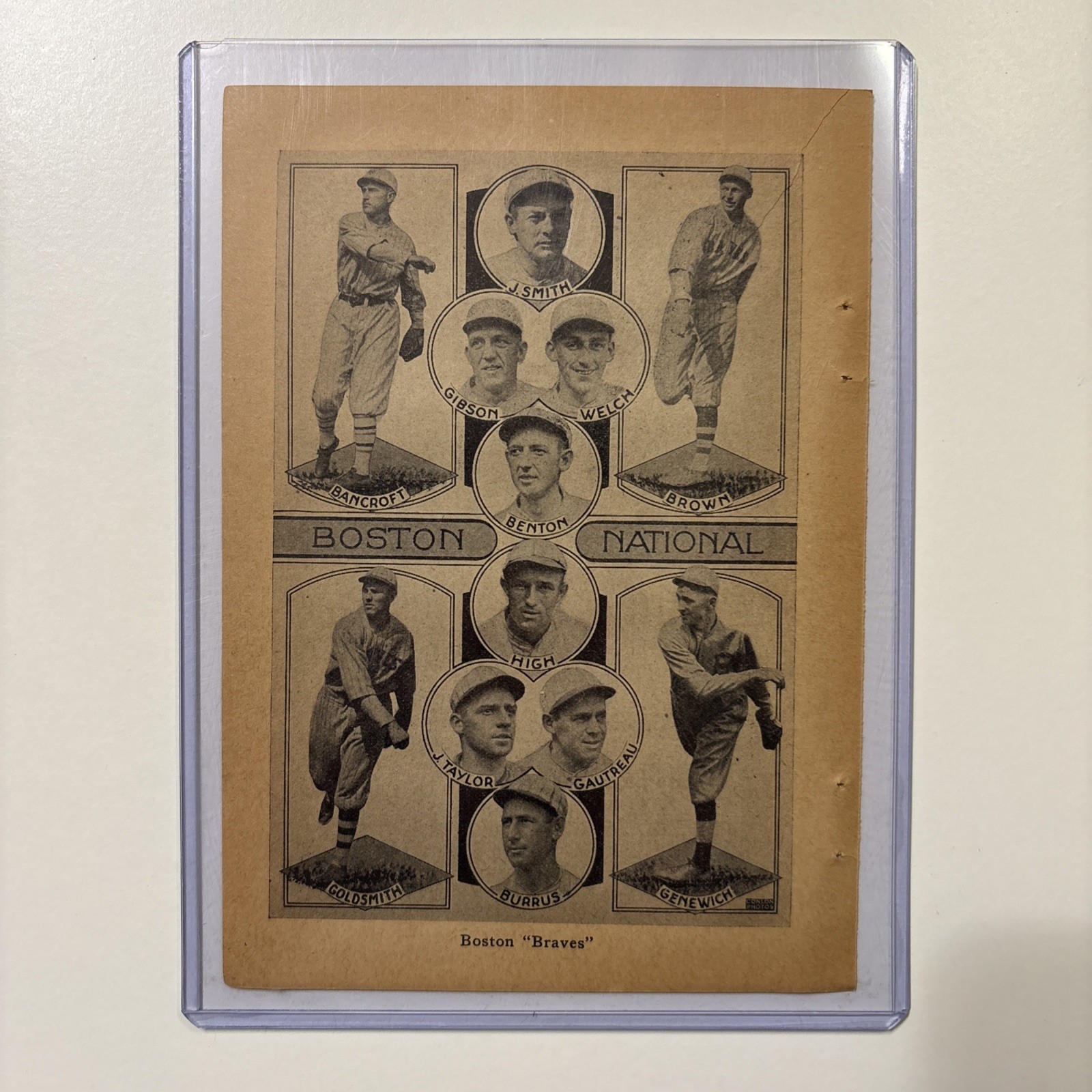 1926 Boston Braves Picture Bancroft/Brown/Goldsmith/Genewich Antique Baseball