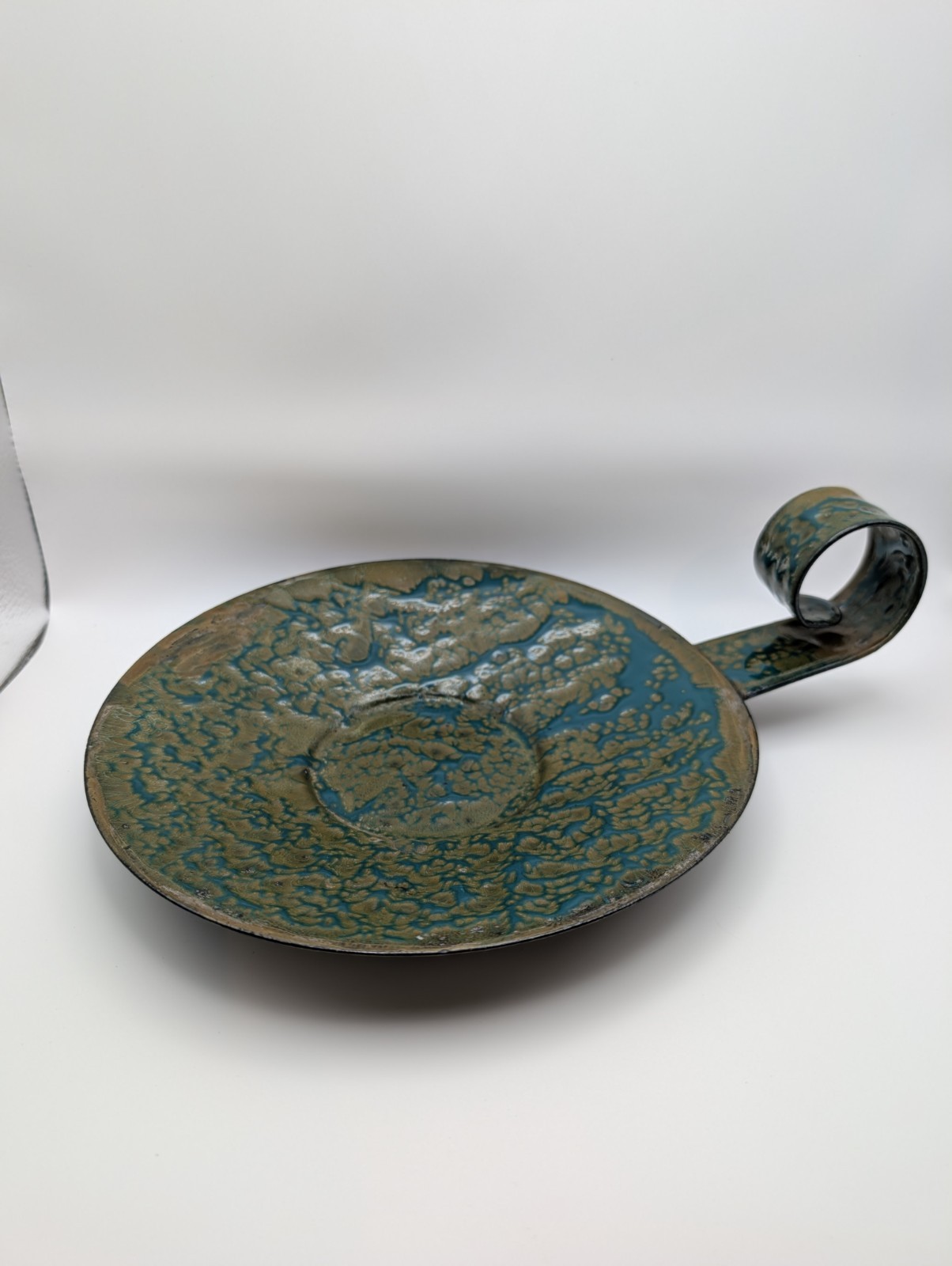 Vintage MCM Hanova of Pasadena Brutalist Enameled Chamberstick Candleholder