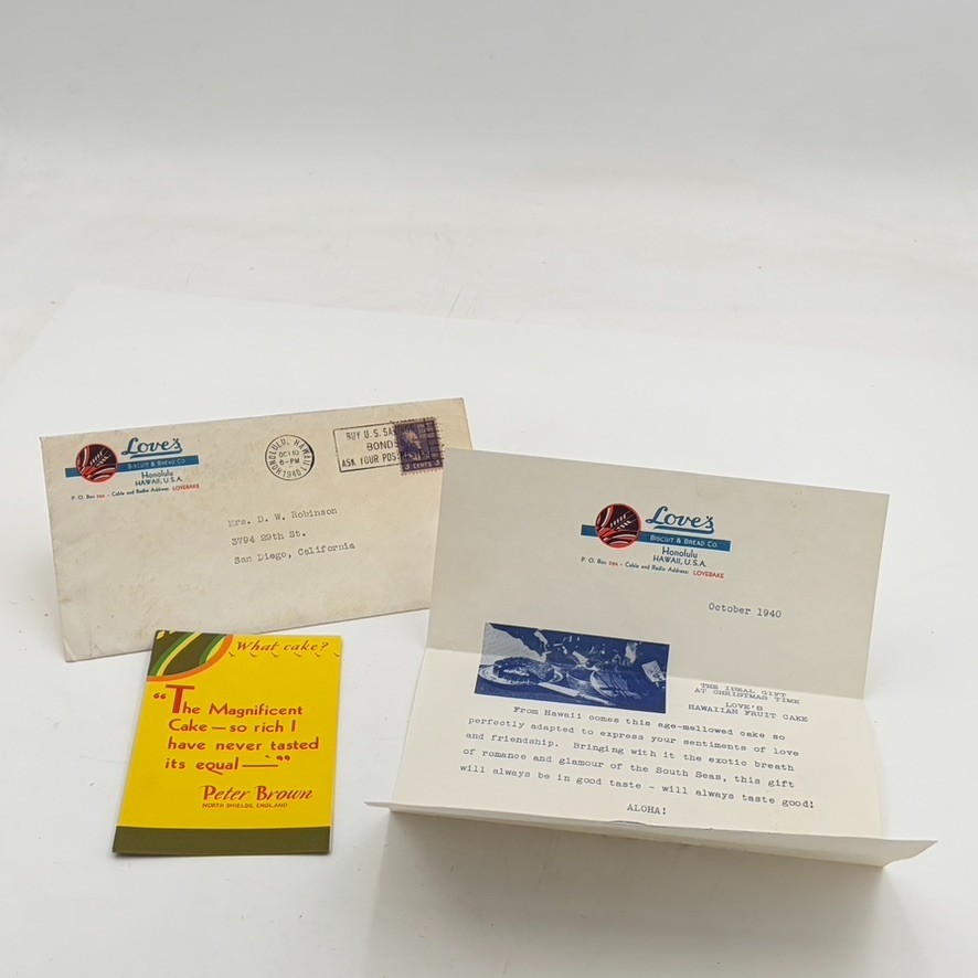 VTG LOVE\'S BISCUIT & BREAD CO. Advertising Letter 1940 Pre War WW2 Ephemera Rare