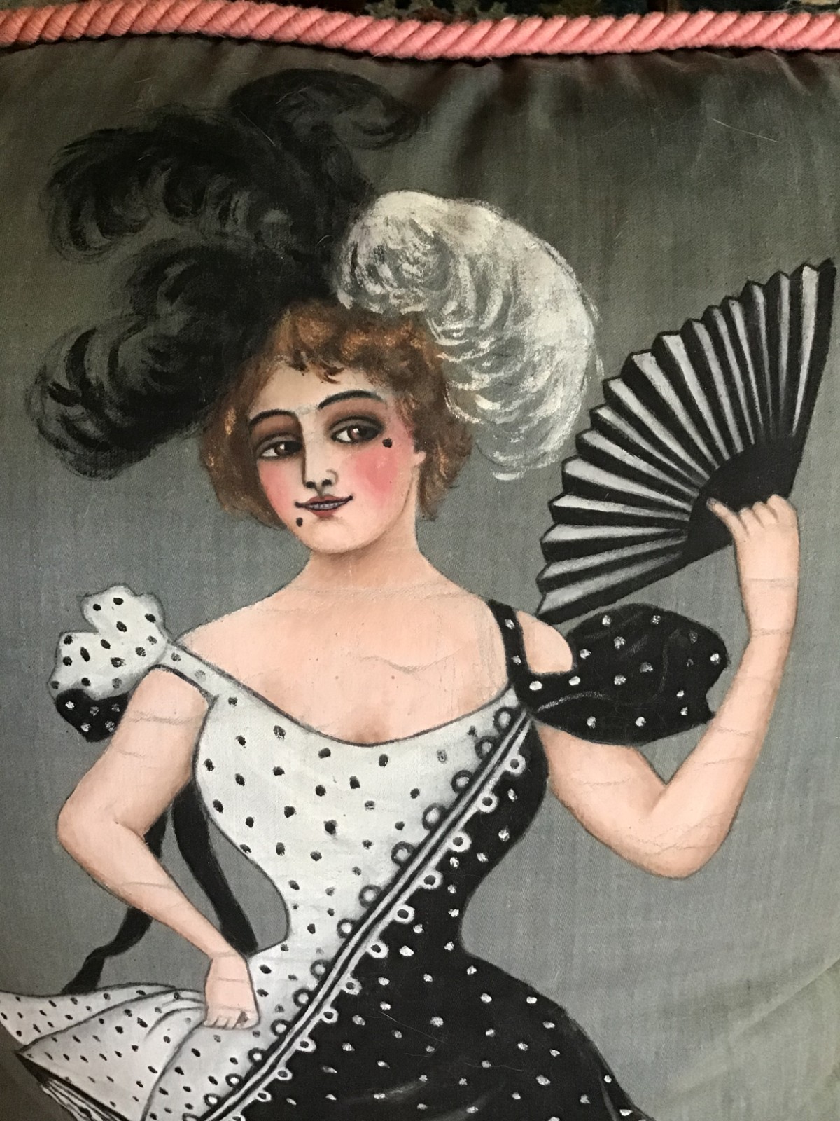 1910 Edwardian LADY SORCERER Parlor Pillow HAND PAINTED Excellent