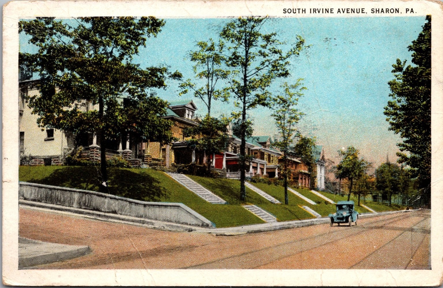 Sharon PA South Irvine Avenue 1924 Vintage Car Street Scene Postcard Sharon PA South Irvine Avenue 1924 Vintage Car Street Scene Postcard