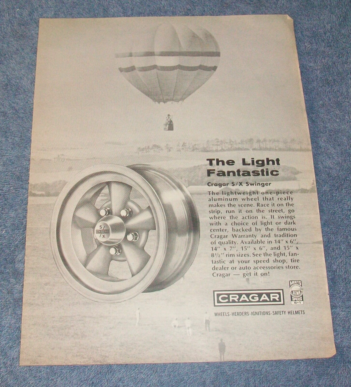 1970 Cragar S/X Swinger Vintage Wheel Ad \