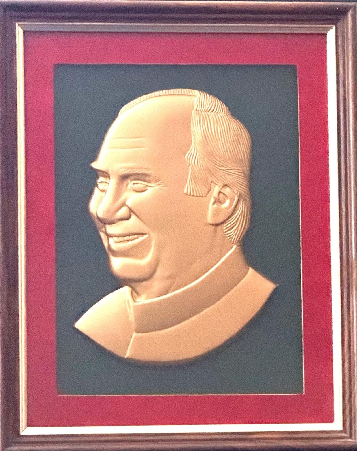 HH AGA KHAN IV 3D GOLD PHOTO W GLASS FRAME. DIAMOND JUBILEE 1957-2017 (RARE)