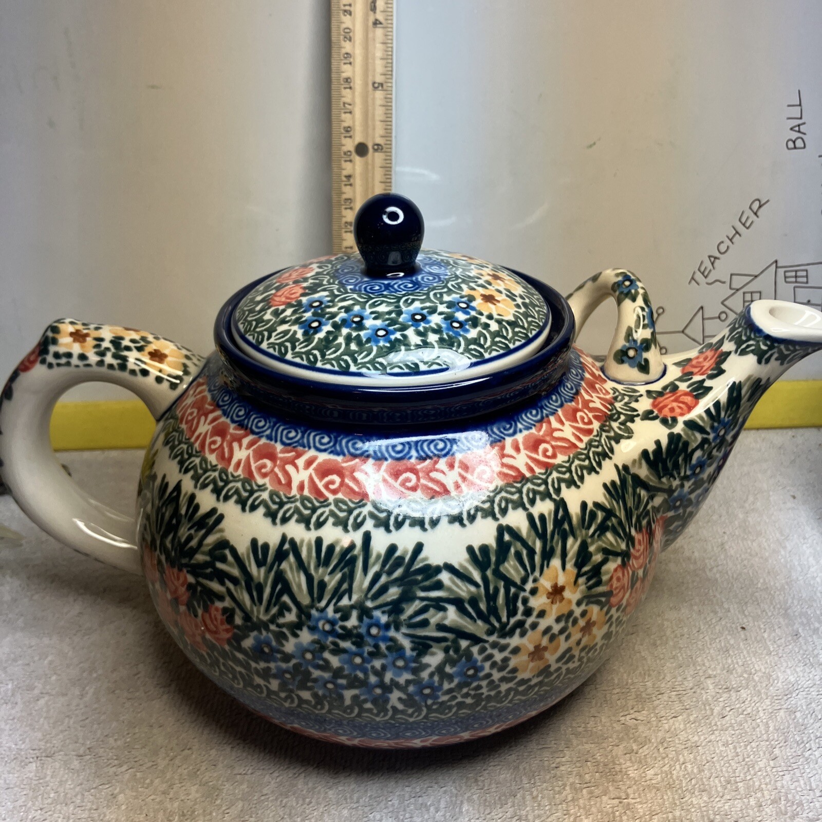 Unikat Polish Pottery Large Teapot Double Handle Two Quarts -1625 Unikat Polish Pottery Large Teapot Double Handle Two Quarts -1625