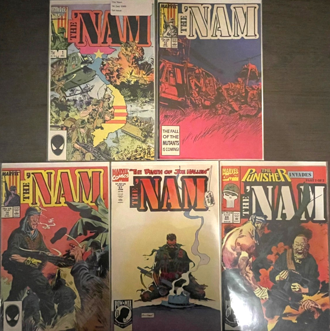 The 'Nam Comic Lot of (5) - Marvel Comics Includes Key #1 Issue + Rarer #68 The 'Nam Comic Lot of (5) - Marvel Comics Includes Key #1 Issue + Rarer #68