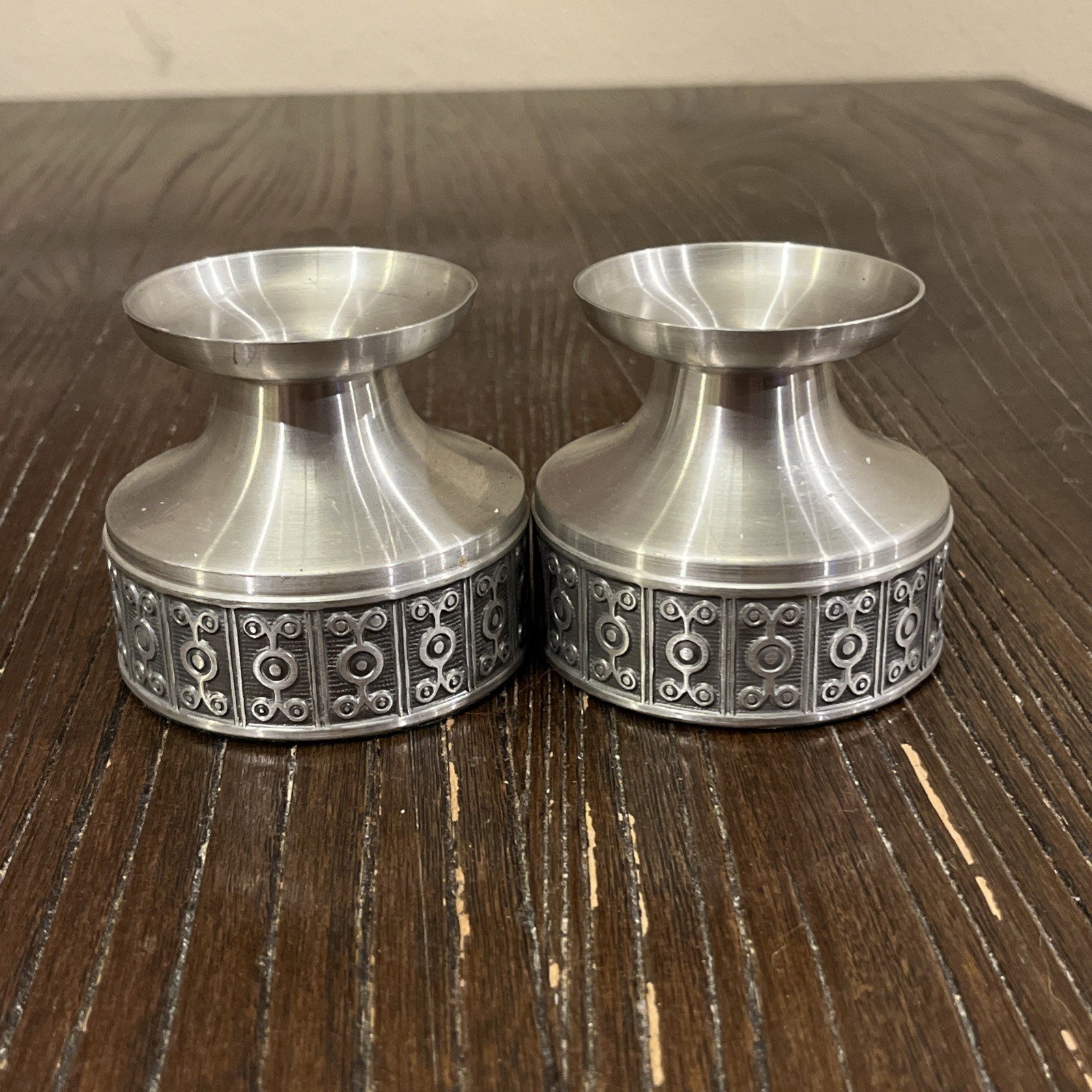 Vtg Norway Pewter Haugrud Taper Candle Holders 2.5