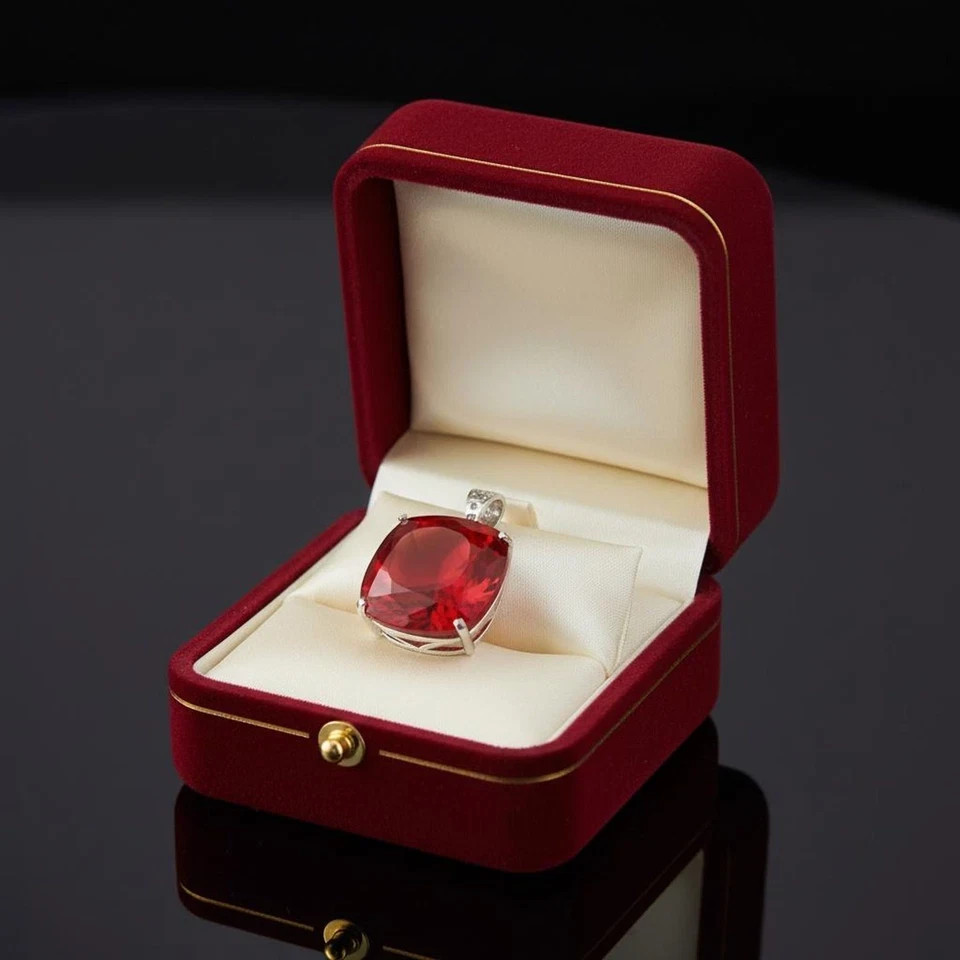 50 Ct Natural Red Ruby 925 Sterling Silver Pendant Cushion Certified Gemstone 50 Ct Natural Red Ruby 925 Sterling Silver Pendant Cushion Certified Gemstone