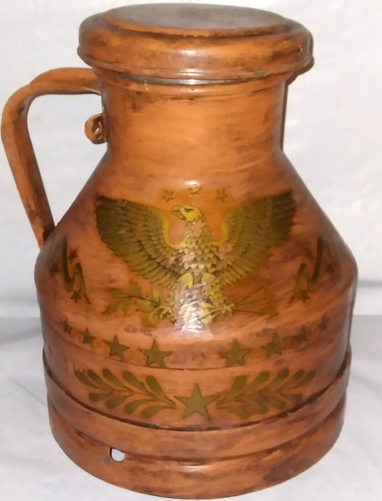 *RARE* Buhl Ohio 4qt. Eagle Stars Patriotic Milk Jug/Can w/ SP-4-019 Sealed Lid *RARE* Buhl Ohio 4qt. Eagle Stars Patriotic Milk Jug/Can w/ SP-4-019 Sealed Lid