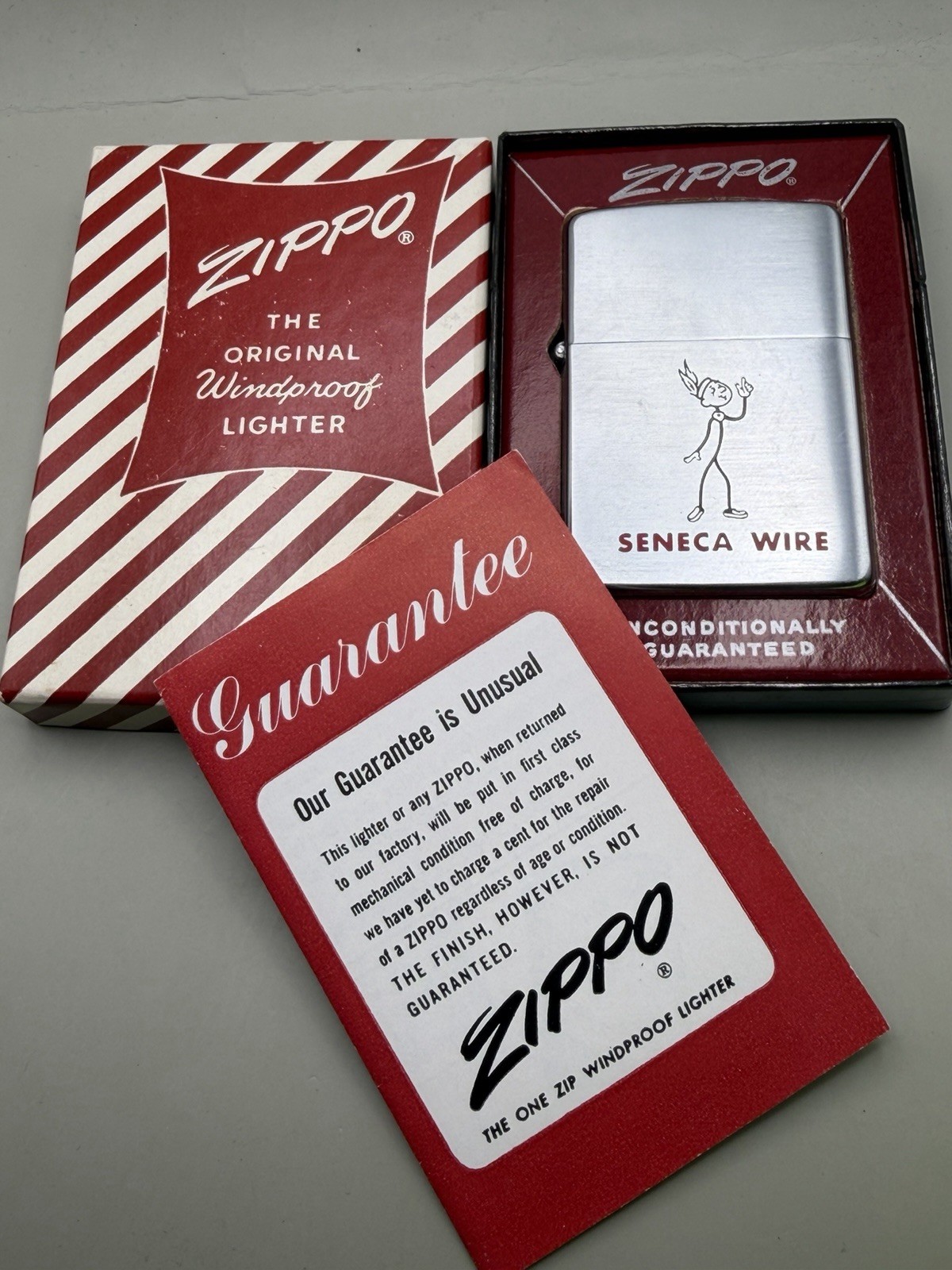 Seneca Wire Logo Advertising Vintage 1958 Chrome Zippo Lighter New B83