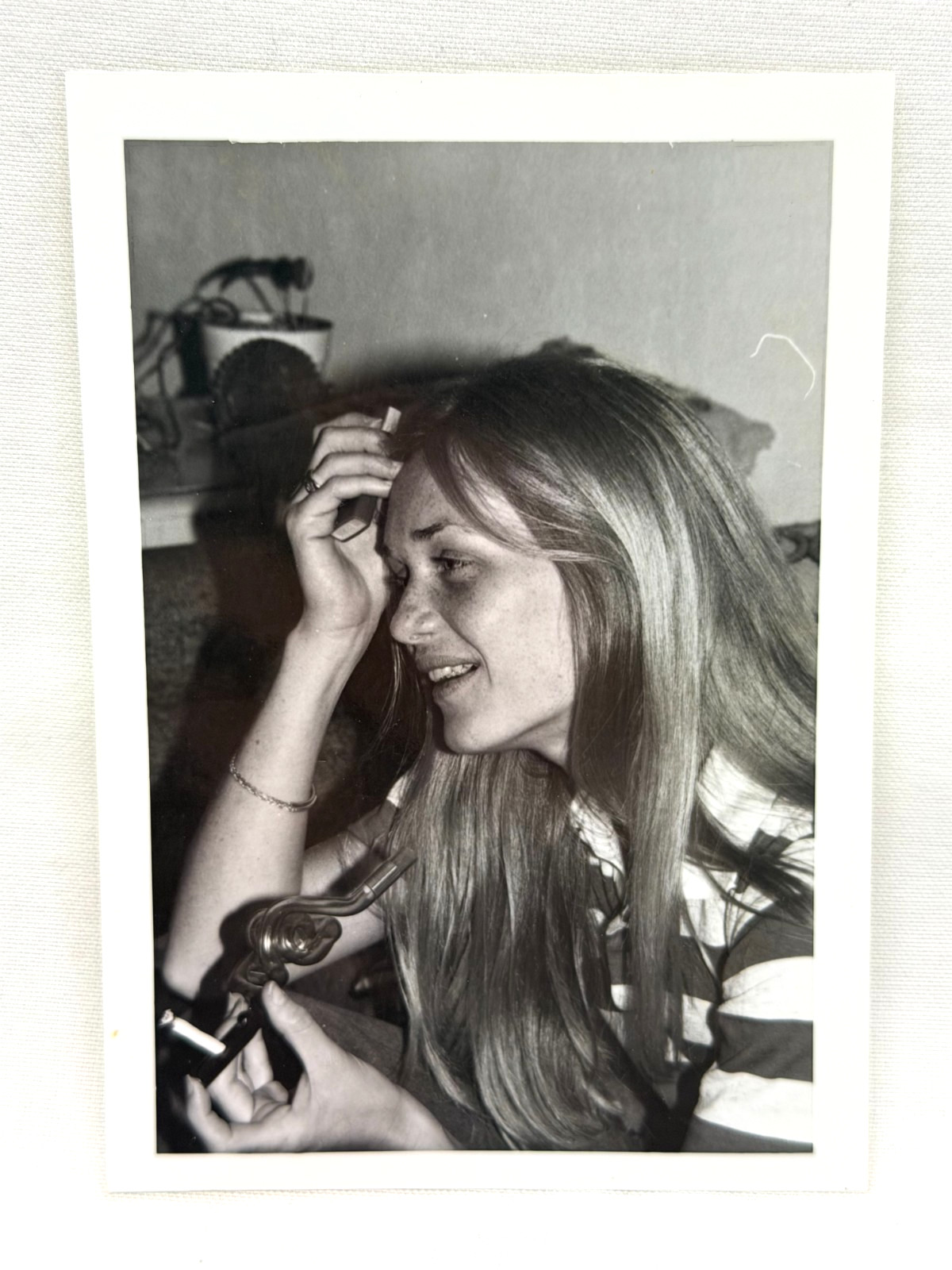 1970's Young Girl Woman Smoking Black & White Vintage Photo 1970's Young Girl Woman Smoking Black & White Vintage Photo