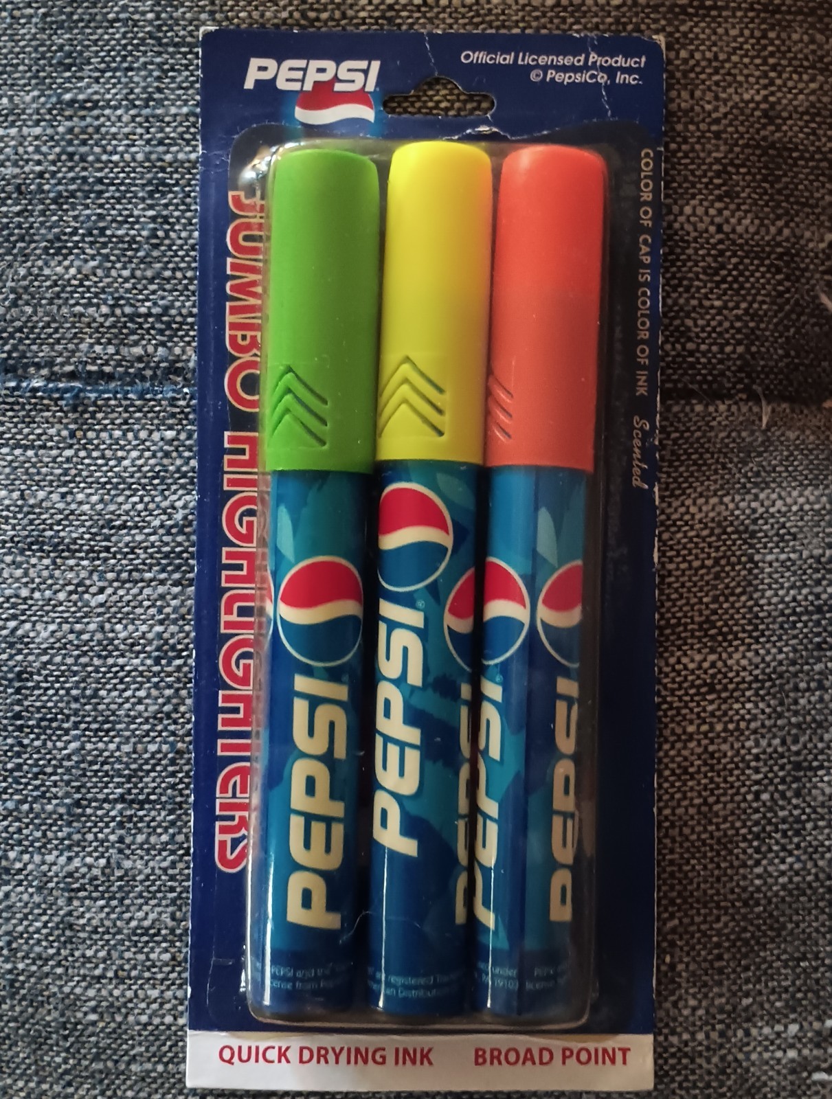 New in Sealed Package Pepsi Cola Vtg 90s 3 JUMBO HIGHLIGHTERS Broad Point NEON New in Sealed Package Pepsi Cola Vtg 90s 3 JUMBO HIGHLIGHTERS Broad Point NEON