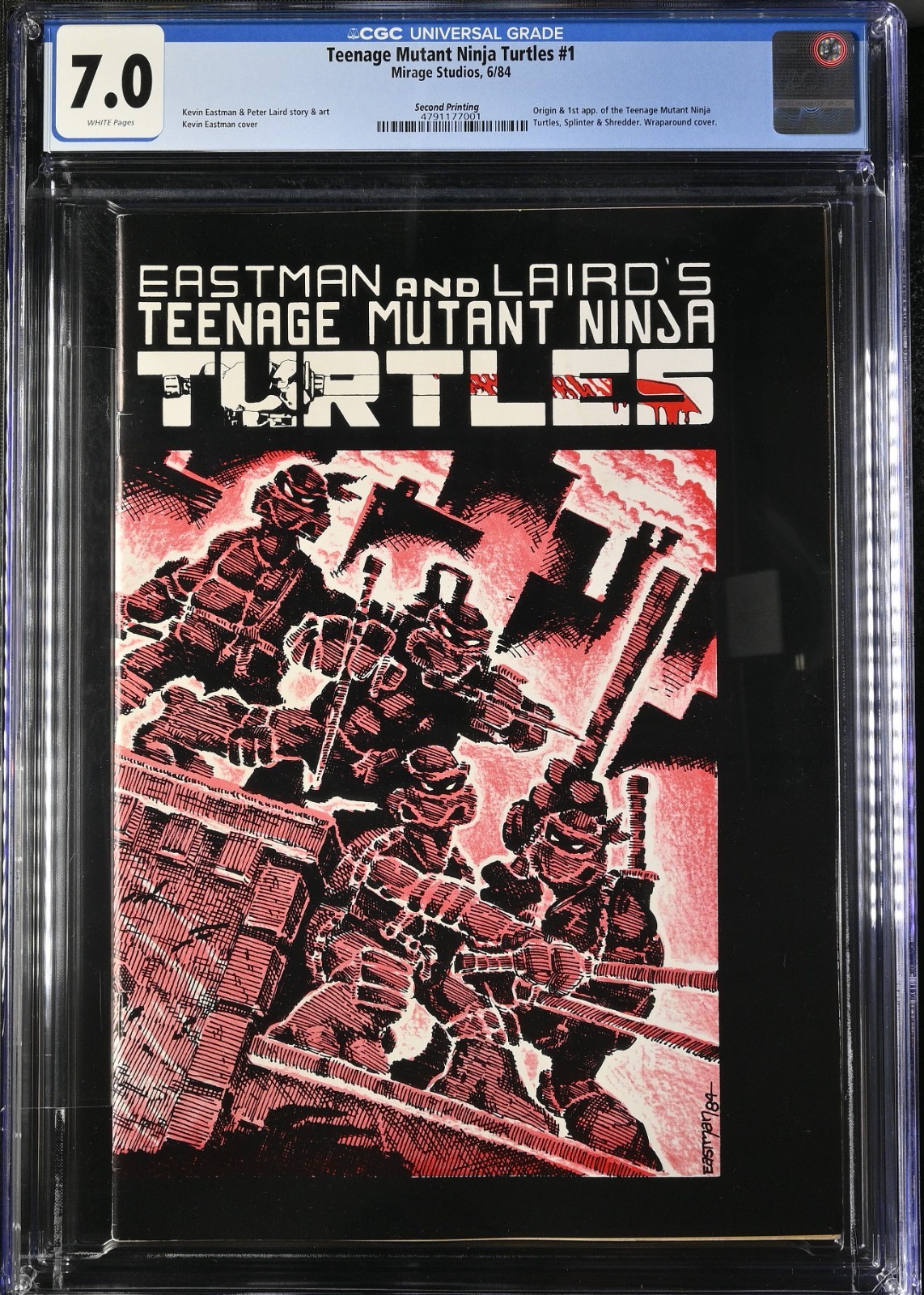 TEENAGE MUTANT NINJA TURTLES issue#1 (MIRAGE 1984) second printing CGC 7.0 nice TEENAGE MUTANT NINJA TURTLES issue#1 (MIRAGE 1984) second printing CGC 7.0 nice